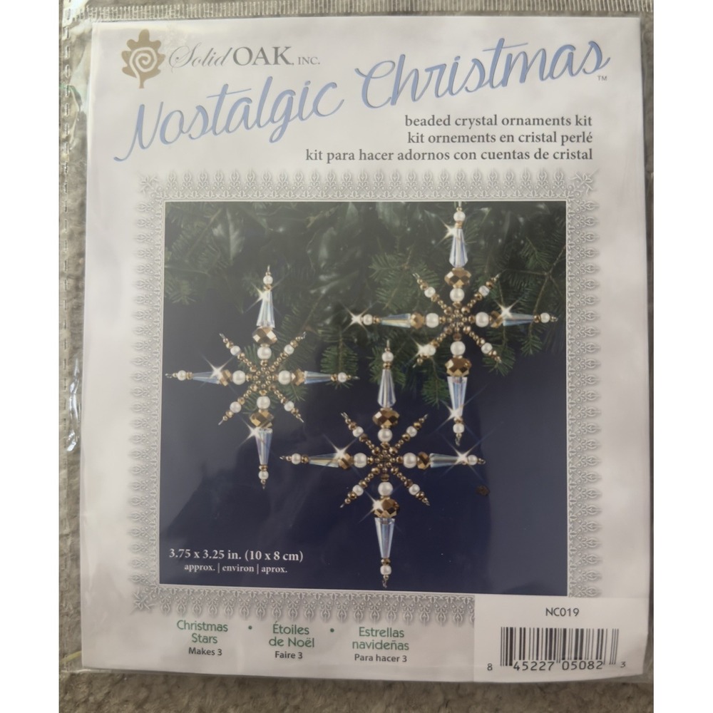 Solid Oak Nostalgic Christmas Beaded Crystal Ornaments Kit Stars Makes 3 NC019